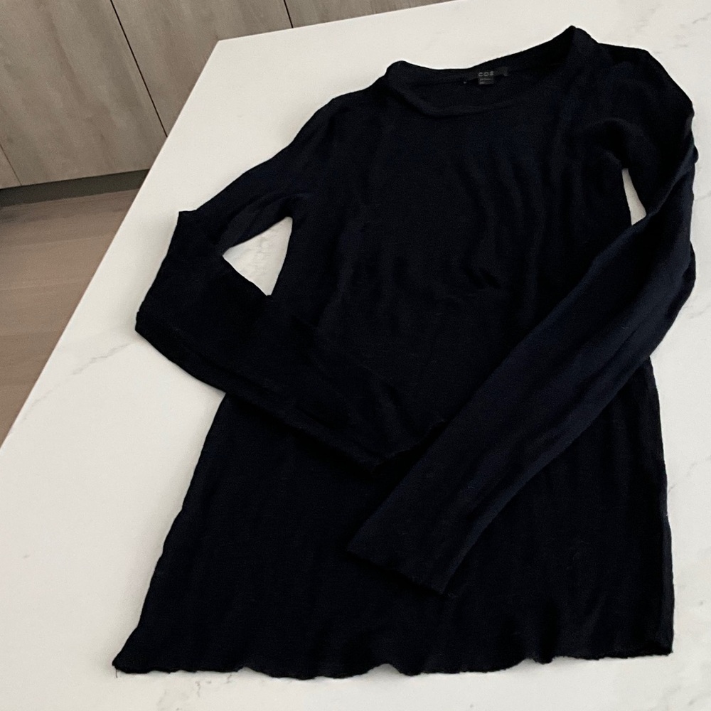 COS Thin Merino Women's Sweater layer, midnight blue, M, 100%wool, classic